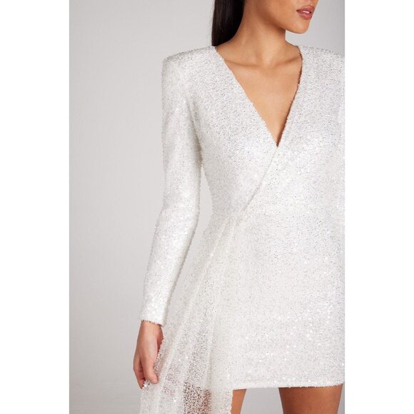 Nadine Merabi Leah White Sequin Dress Small - Picture 5 of 15